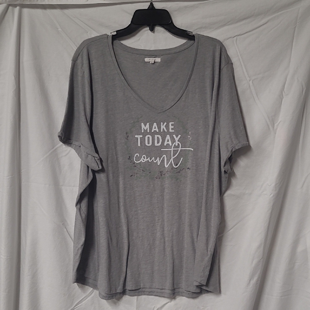 Maurices Gray V-Neck Tee with Motivational Print